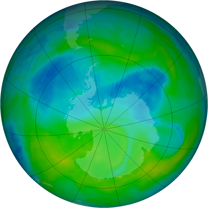 Antarctic ozone map for 15 December 1996